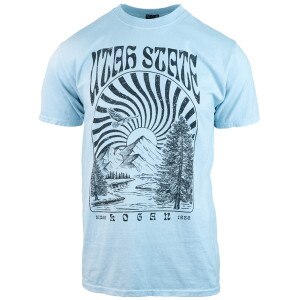 utah state psychedelic mountain light blue unisex t-shirt